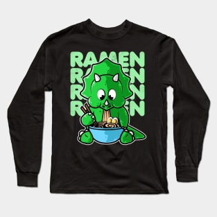 Dinosaur Triceratops Ramen Bowl Kawaii Anime Japanese graphic Long Sleeve T-Shirt